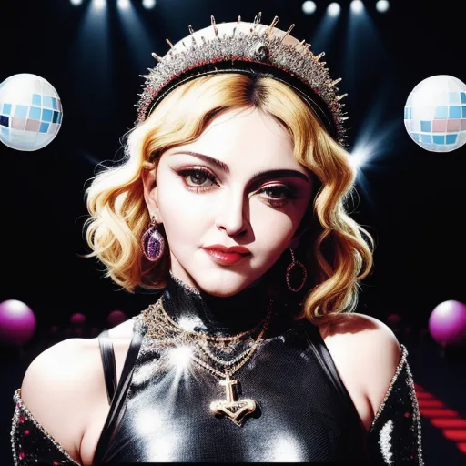 turn photo to hd - a woman in a black dress and crown with a disco ball in the background and a disco ball in the foreground, by David LaChapelle