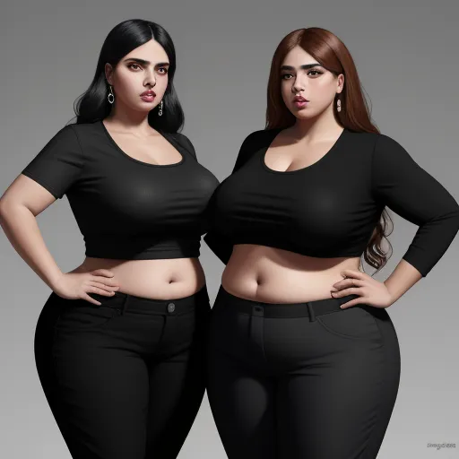 photo size converter: two huge and fat latin women with fat bellies in