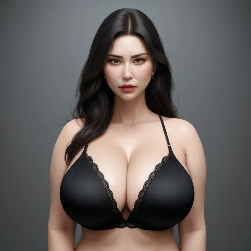 high quality photos online - a woman in a black bra top posing for a picture with her breasts exposed and her hand on her hip, by Terada Katsuya