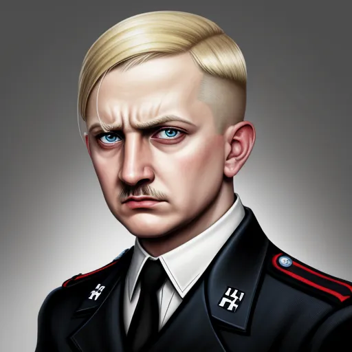 a man in a uniform with a mustache and a cross on his forehead is depicted in a digital painting, by Daniela Uhlig
