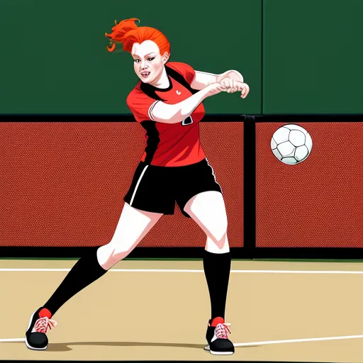 best text to image ai - a woman is playing tennis on a court with a ball in her hand and a racket in her hand, by David Aja