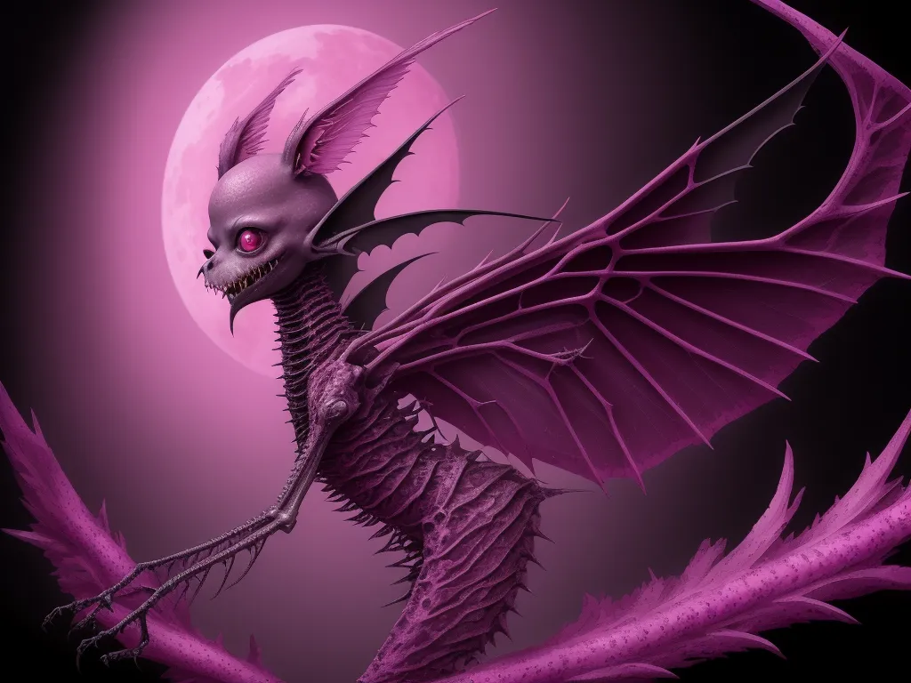 ai image generator names - a purple dragon with a full moon in the background and a pink background with a black background and a pink moon, by Hanna-Barbera