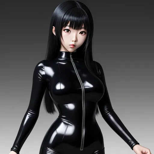 ai based photo enhancer - a woman in a black latex outfit posing for a picture with a knife in her hand and a knife in her other hand, by Leiji Matsumoto