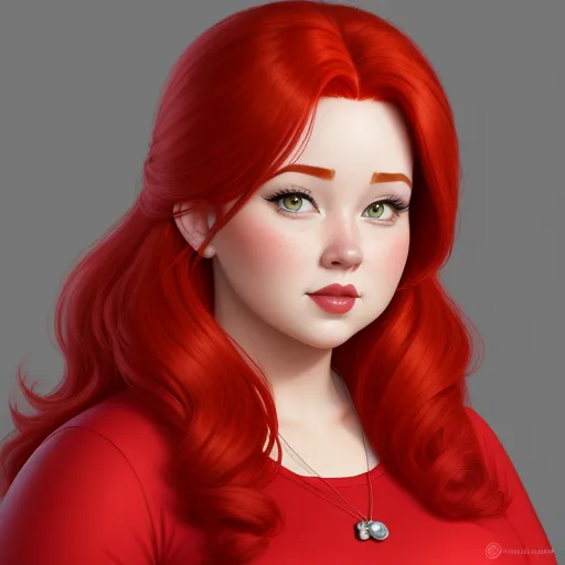 lower res - a red haired woman with long hair and a necklace on her neck, with a red background and a gray background, by Lois van Baarle