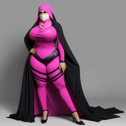 Resolution Change Online Arab Huge Woman With Pink Burqa And Wearing Very