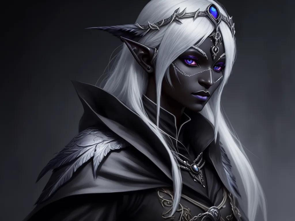 text to image ai: 1 solo female drow elf, eyepatch on left eye,