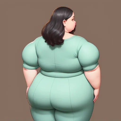 ai hd The back side of a fat pear shaped woman with