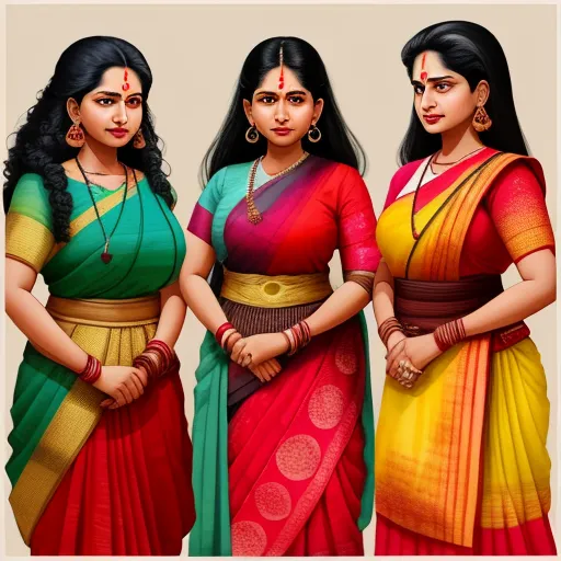 ai res three girls, big breasts, marathi saree