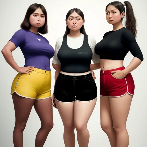 ai images three women in tight shorts are standing next to