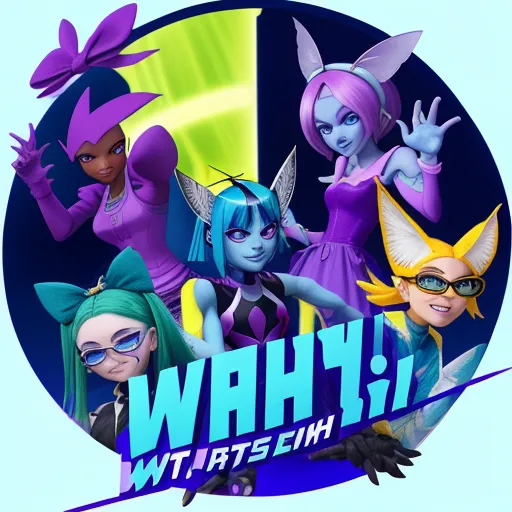 a group of cartoon characters with the words whirly written below them in a circle with the words whirly, by theCHAMBA