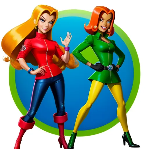how to fix low resolution photos - two women dressed in colorful outfits standing next to each other with their hands in the air and one of them is waving, by Hanna-Barbera