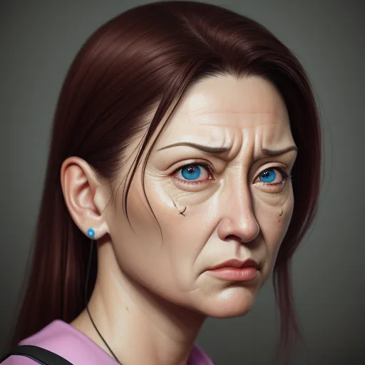 a woman with a teary nose and a piercing on her nose is depicted in this digital painting of a woman with a teary nose and a teary nose, by Lois van Baarle