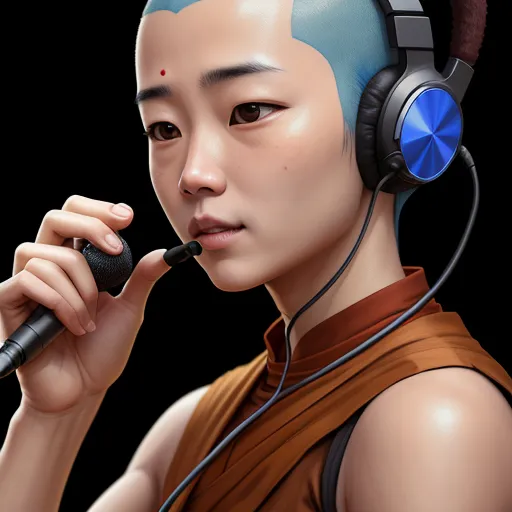 4k to 1080p photo converter - a digital painting of a person with headphones on and a microphone in their hand, with a microphone in his hand, by Daniela Uhlig