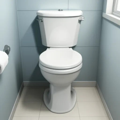 a white toilet sitting in a bathroom next to a window and a trash can on the floor of a bathroom, by Giorgio Morandi