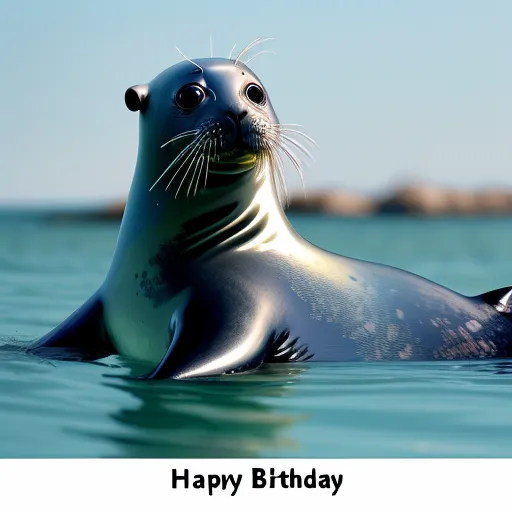 turn photo to 4k: a seal that wishes happy birthday