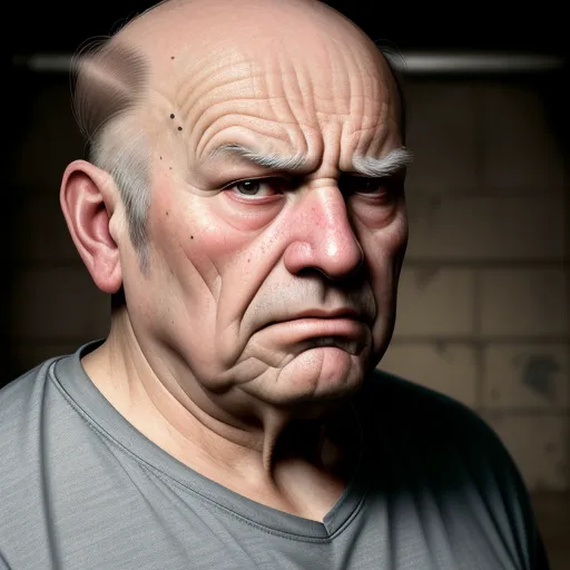 up resolution image: old man clean shaven fat with wrinkled skin