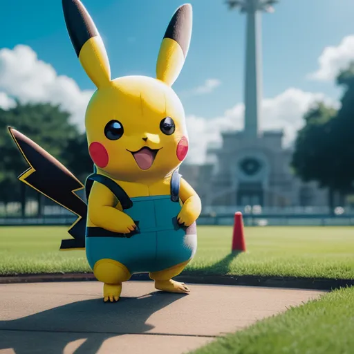 best ai photo editor - a pikachu character is standing in a park with a baseball bat in his hand and a baseball bat in his other hand, by Filip Hodas