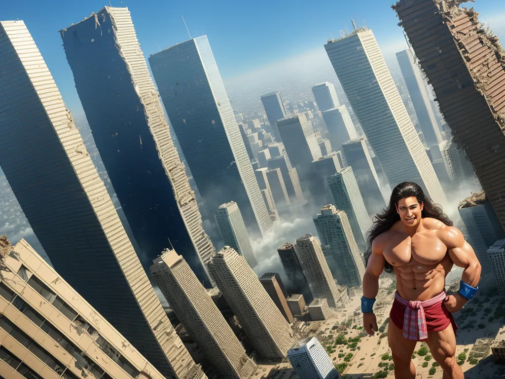 4k quality converter - a man standing on top of a tall building in a city with a massive amount of tall buildings in the background, by Kent Monkman