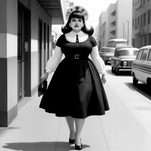 Upload Image Black And White 1960s Ssbbw Mexican Walking In 6764
