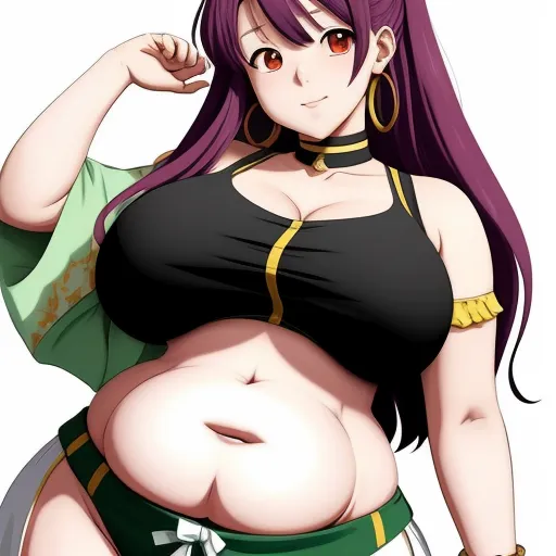a woman with purple hair and a black top is posing for a picture with her hand on her hip, by Hanabusa Itchō