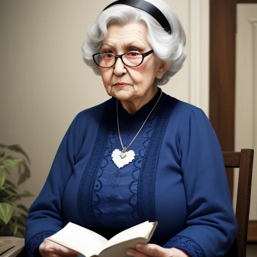 what is high resolution photo - an old woman sitting in a chair reading a book with a heart on it's collar and a bookmark, by Alec Soth