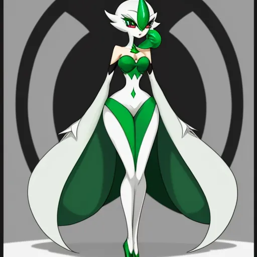 a woman in a green and white costume with a cape on her head and a green cape on her head, by Ken Sugimori