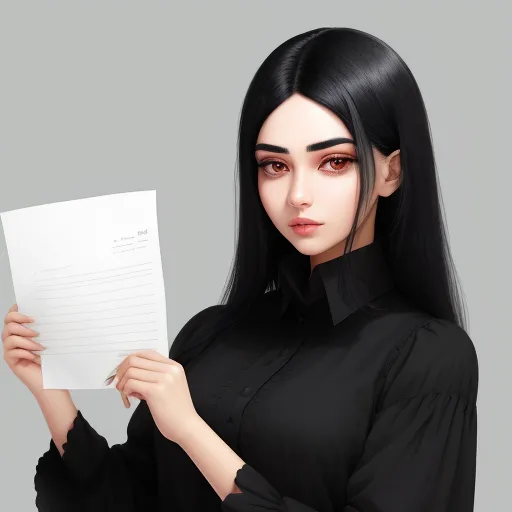 best ai photo editor - a woman holding a piece of paper with a pen in her hand and a pen in her hand, with a note in her hand, by Lois van Baarle