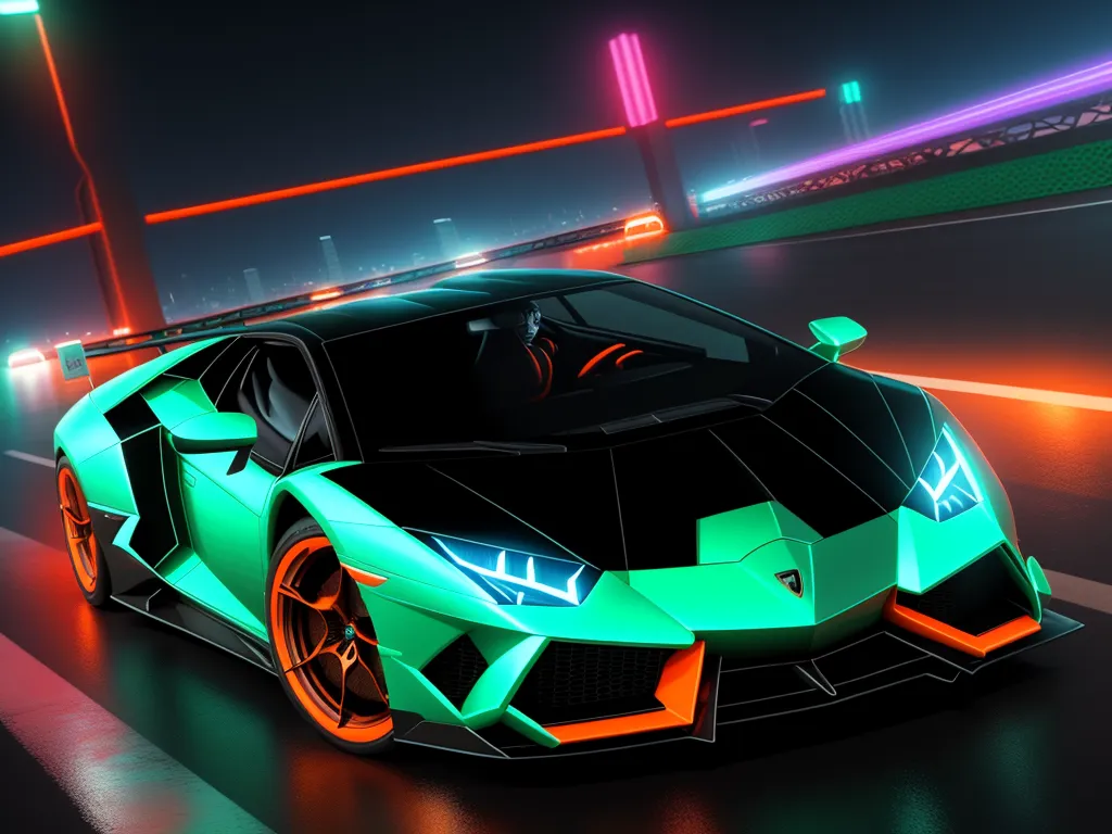 wallpaper converter: Lamborghini car driving through night city with