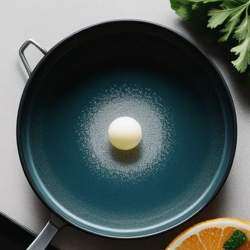 free ai text to image - a pan with a white substance in it next to an orange slice and a knife on a table top, by Hendrik van Steenwijk I