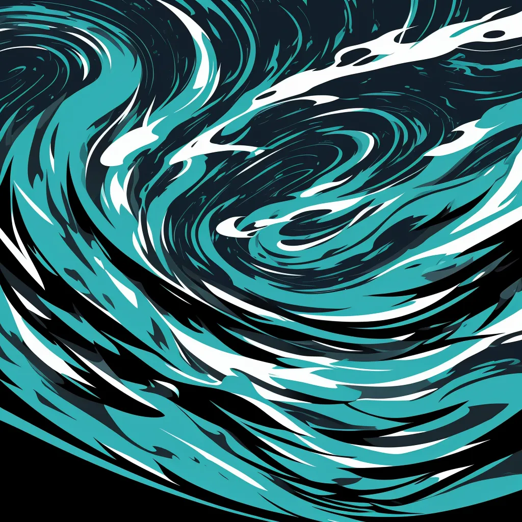 a blue and white swirl pattern on a black background with a black background and a white swirl in the center, by Gabriel Ba