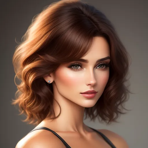 best free text to image ai - a woman with a short brown hair and a black dress is posing for a picture with a diamond earrings, by Hendrik van Steenwijk I