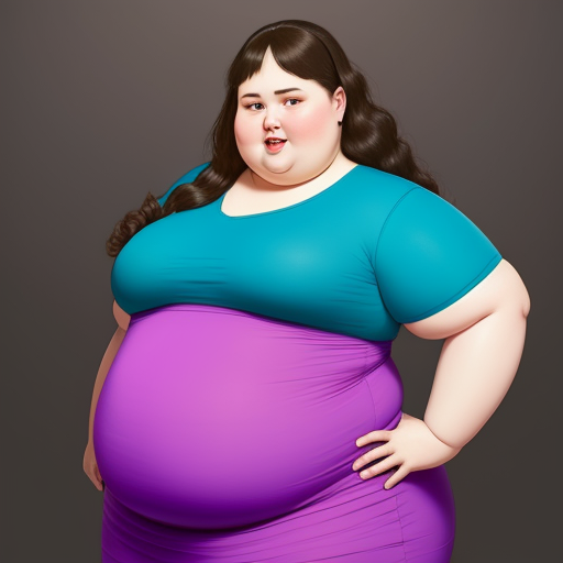 1080p Image: Fat Woman With A Large Belly Wearing A Long And