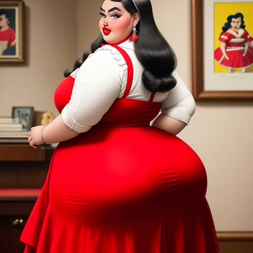 1950s Fat Ssbbw Mexican Woman With Huge Ass In A Red Dress Ssguxu 
