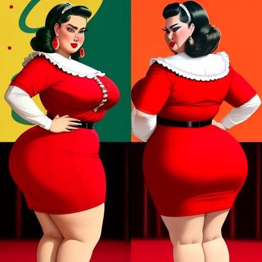 Image Converter Size 1950s Ssbbw Mexican Woman With Huge Ass In A Red 1084