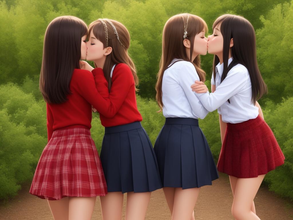 School Girls Kising