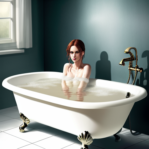 8k image woman in bathtub, giving birth