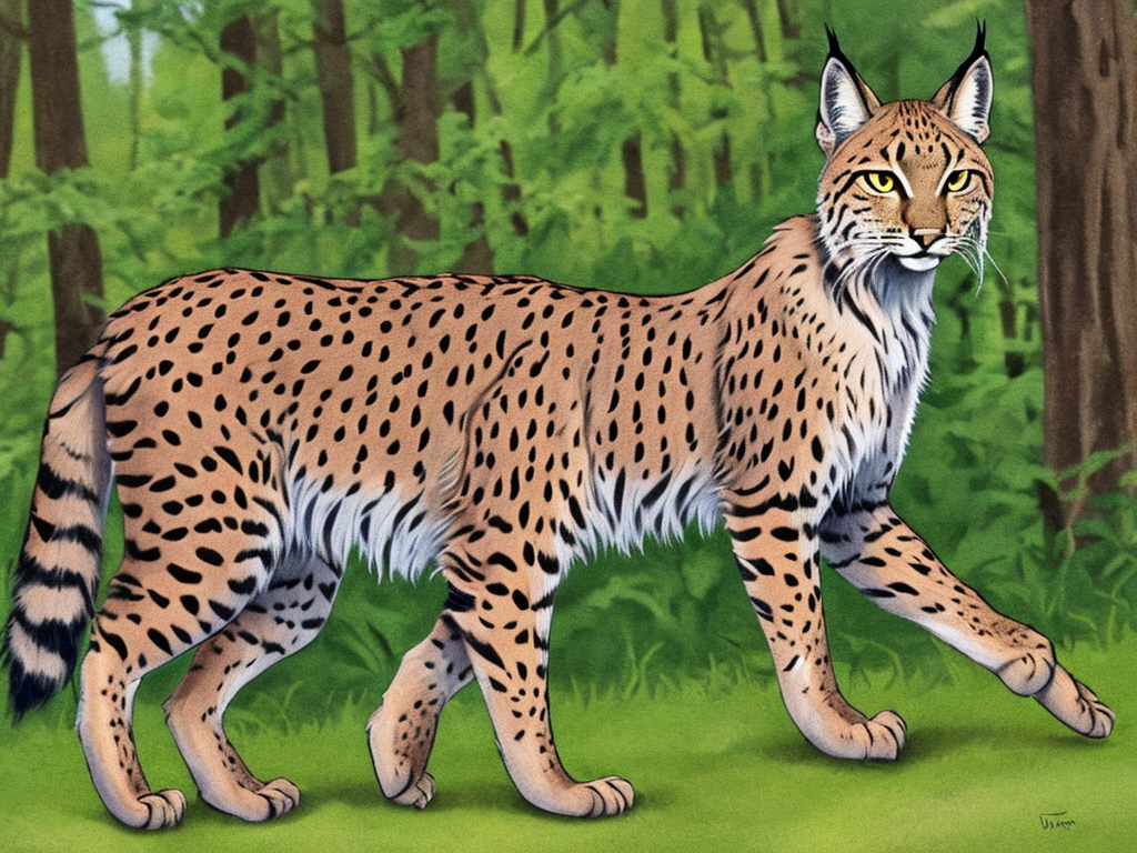 Free ai photo editor A Eurasian lynx with a stubby tail, forest.