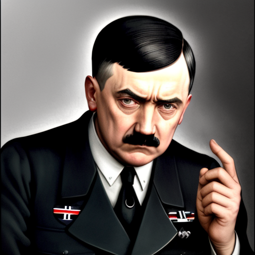 ai image generator: Adolf hitler nero con i baffi biondi