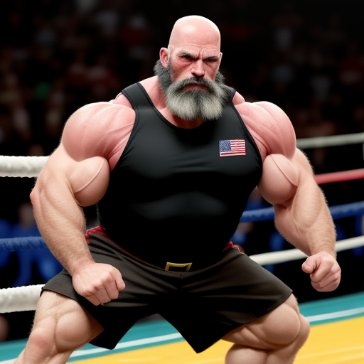 ai 2k: A muscular older american wrestler daddy with no