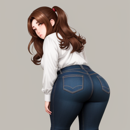 Ai Hd Brown Hair Woman Big Big Bent Over Looking Back