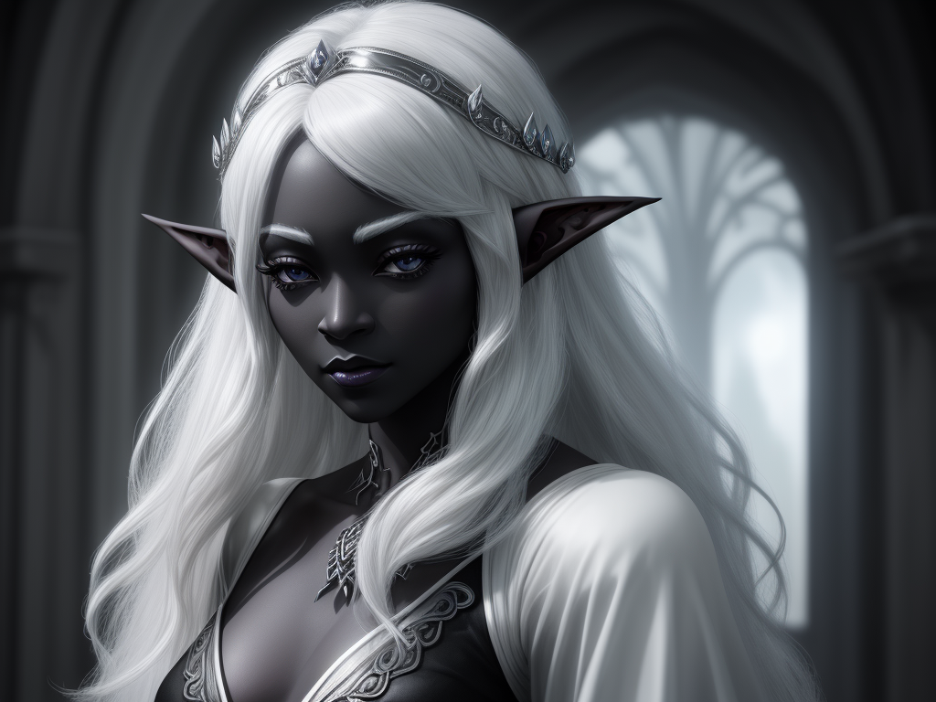 Ai Image Modifier 1 Solo Gorgeous Female Drow Elf Black Skin