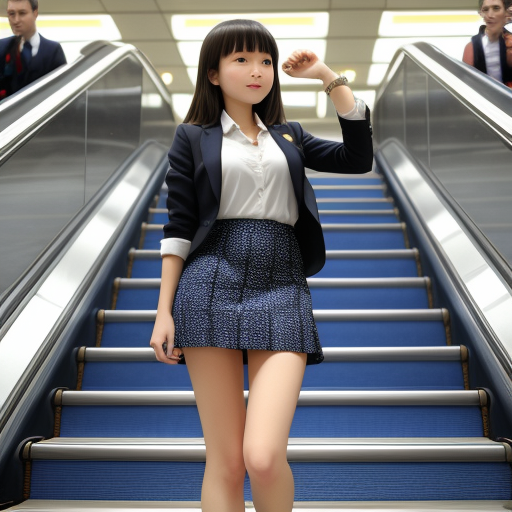 ai image tool: Upskirt on escalator
