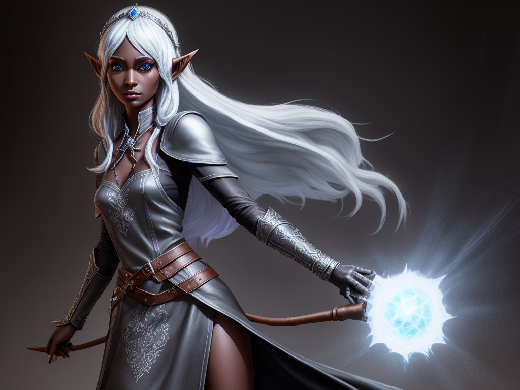 ai photo tool: 1 solo female drow elf cleric, full figure,