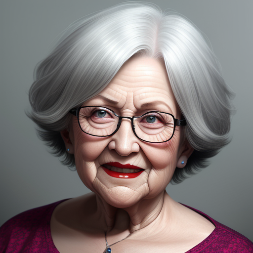 ai photo tools: Short hair granny huge