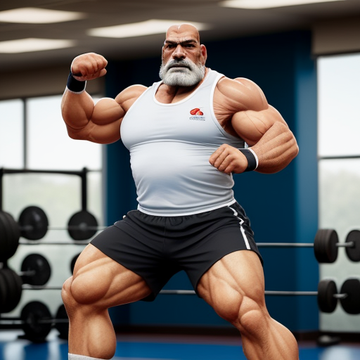 ai powered photo editor: A muscular older latino wrestler with grey beard