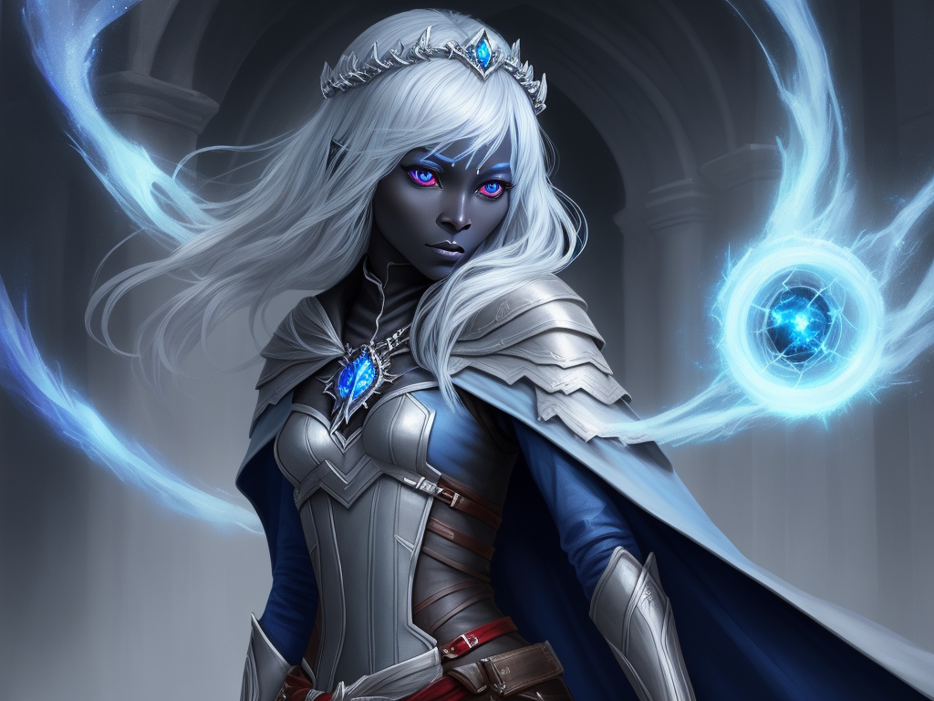 ai tool to create images: 1 solo female drow adventurer, full figure,