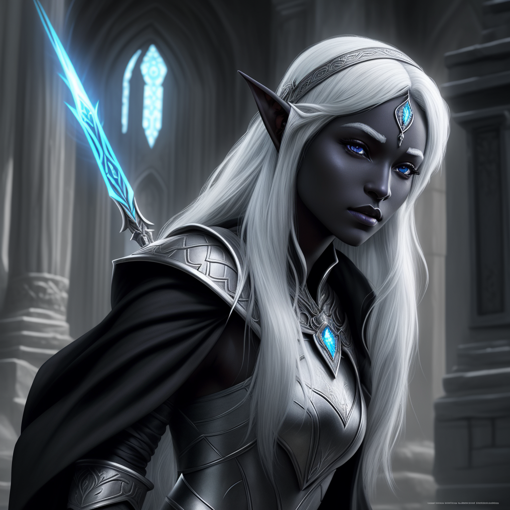 ai tool to create images: 1 solo female drow elf, beautiful face, full