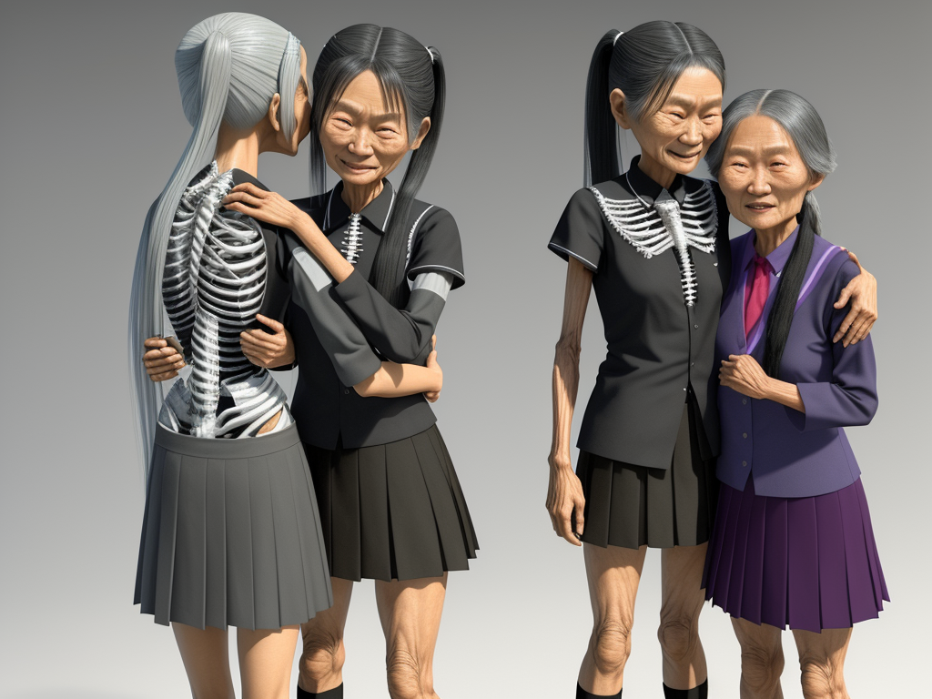 ai upscale image Old Filipina grannies, , long thin legs, long