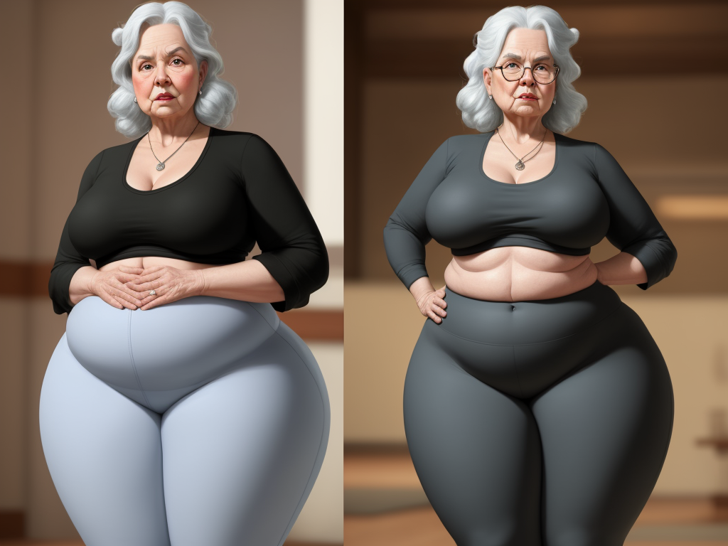 Ai Upscaler Bbw Granny Wide Hips Tigh Gap Yoga Pants