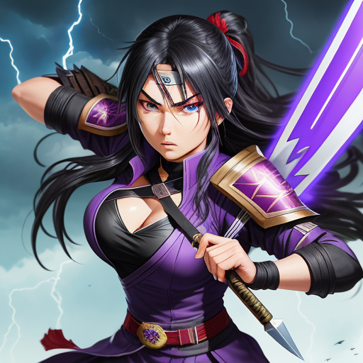 Convert pictures Akeno in her battle outfit, holding her lightning